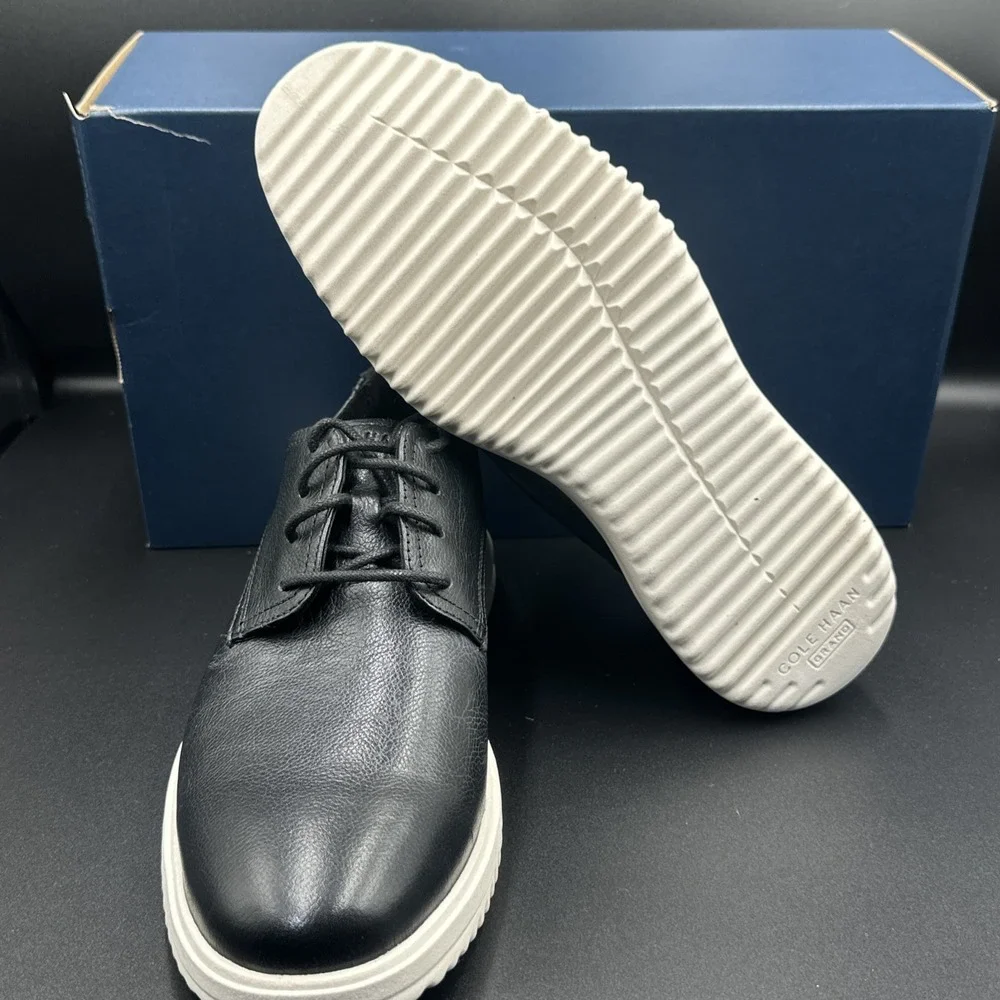 Cole Haan Grand+ Plus Plain Toe Oxford Black Leather Shoes C36934 Men's Sz 8.5 M